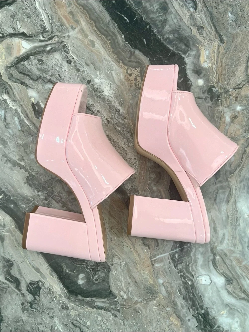 Abound Light Pink Patent Platform Mule Heels